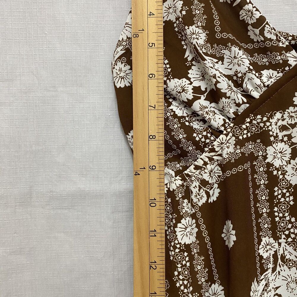 Paper Heart Maxi Dress L Brown Floral Open Back Boho Summer - Picture 12 of 14